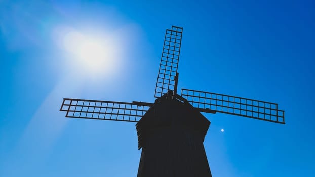 Old wooden windmill. rural building