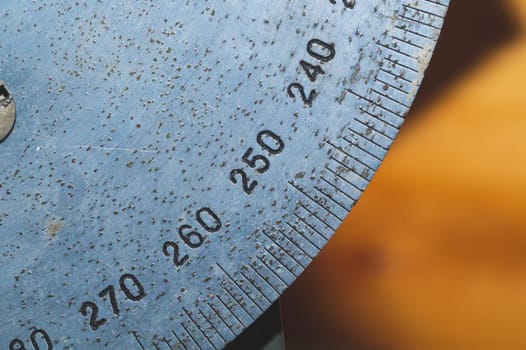 Round scale of angle measurement from vintage telescope