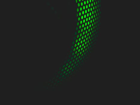 Modern abstract background with green lights. cooler of processor with neon light luminous through the protective grid in the dark