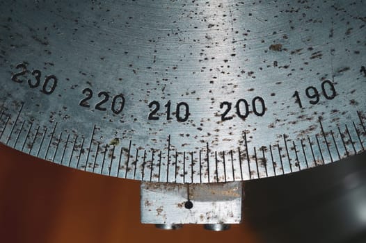 Round scale of angle measurement from vintage telescope