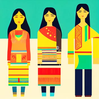color image of ethnic group people illustration