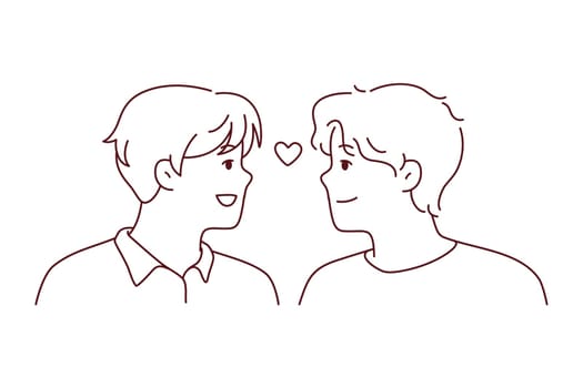 Happy gay couple showing love