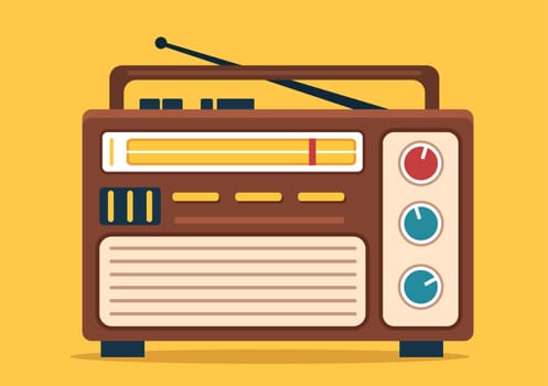 Radio Player for Record, Talk Show, Interviews Celebrity and Listening to Music in Template Hand Drawn Cartoon Flat Style Illustration