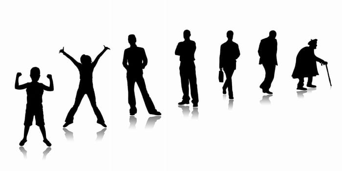 Stages of a growing of the person, from the child to the adult