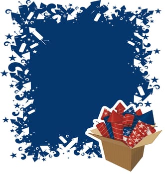 4th July background with fireworks box