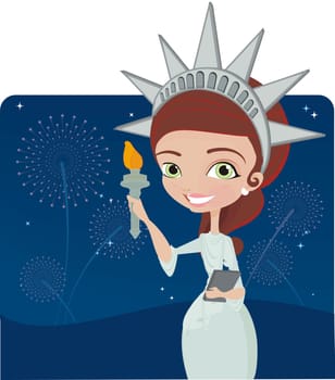 4th July background with statue of liberty
