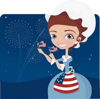 4th July background with typicall american costume