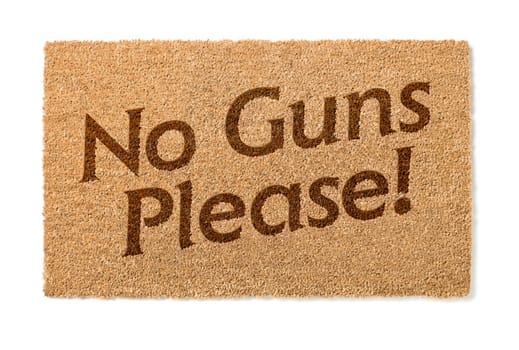No Guns Please Welcome Mat Isolated On A White Background.