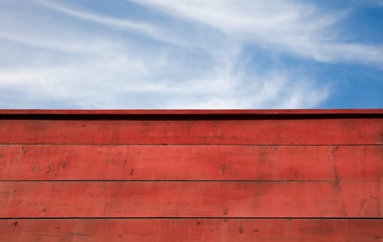 wood plank sky horizontal lines red texture red roof and clouds copy space background