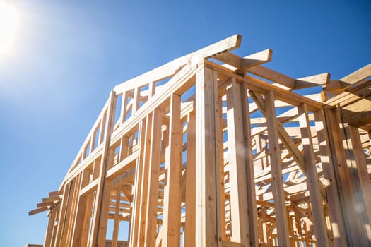 Wood Home Framing Abstract At Construction Site