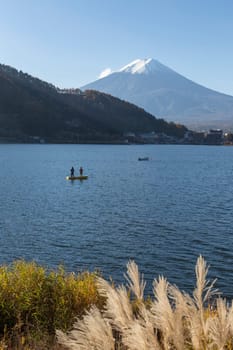 This photo was shot from the area around Mt.Fuji in Autumn. It is time to start snow cap on the top of Mt.Fuji. There are 5 lake around Mt.Fuji.