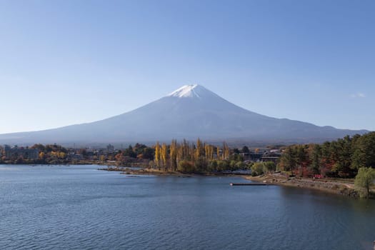 This photo was shot from the area around Mt.Fuji in Autumn. It is time to start snow cap on the top of Mt.Fuji. There are 5 lake around Mt.Fuji.