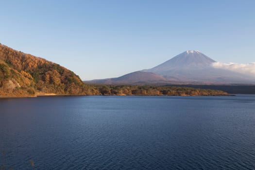 This photo was shot from the area around Mt.Fuji in Autumn. It is time to start snow cap on the top of Mt.Fuji. There are 5 lake around Mt.Fuji.