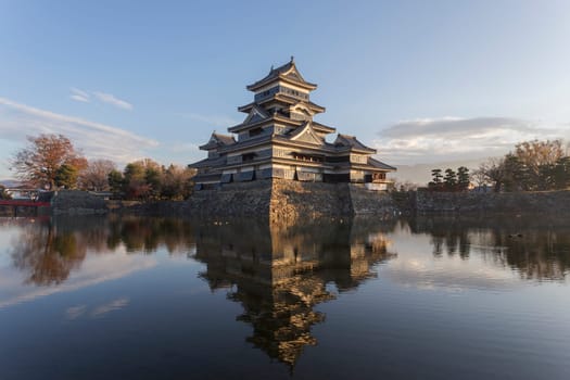 This photo was shot from Matsumoto Castle, Japan in early morning. The soft sunlight touch the castle is so beautiful.
