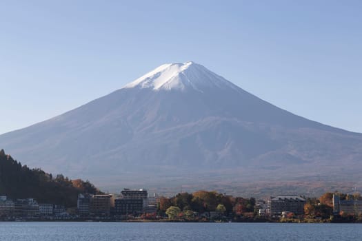 This photo was shot from the area around Mt.Fuji in Autumn. It is time to start snow cap on the top of Mt.Fuji. There are 5 lake around Mt.Fuji.