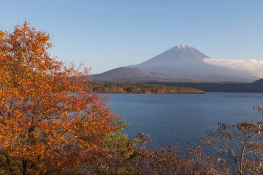 This photo was shot from the area around Mt.Fuji in Autumn. It is time to start snow cap on the top of Mt.Fuji. There are 5 lake around Mt.Fuji.