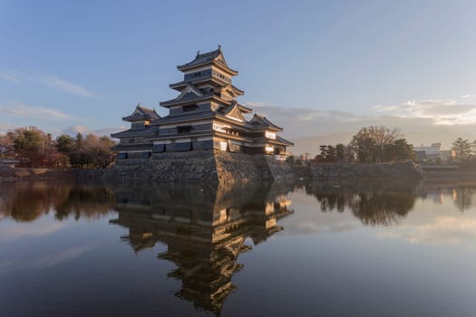 This photo was shot from Matsumoto Castle, Japan in early morning. The soft sunlight touch the castle is so beautiful.
