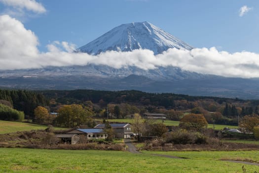 This photo was shot from the area around Mt.Fuji in Autumn. It is time to start snow cap on the top of Mt.Fuji. There are 5 lake around Mt.Fuji.
