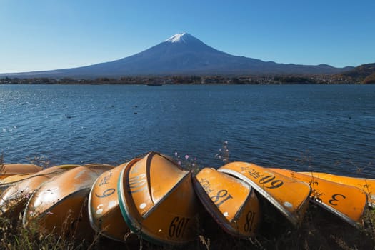 This photo was shot from the area around Mt.Fuji in Autumn. It is time to start snow cap on the top of Mt.Fuji. There are 5 lake around Mt.Fuji.