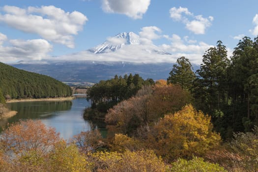This photo was shot from the area around Mt.Fuji in Autumn. It is time to start snow cap on the top of Mt.Fuji. There are 5 lake around Mt.Fuji.