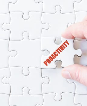Last puzzle piece with word PROACTIVITY. Concept image