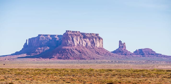 Monument valley under the blue sky