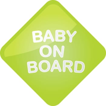 Baby on board sticker, car warning sign illustration