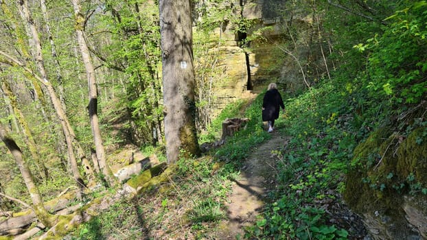 Old vineyards in Rosport in the Moselle Valley on the border between Luxembourg and Germany on the hiking trail "Hoelt R7 - In the footsteps of the white woman"""