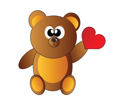 teddy bear with heart isolated on white background