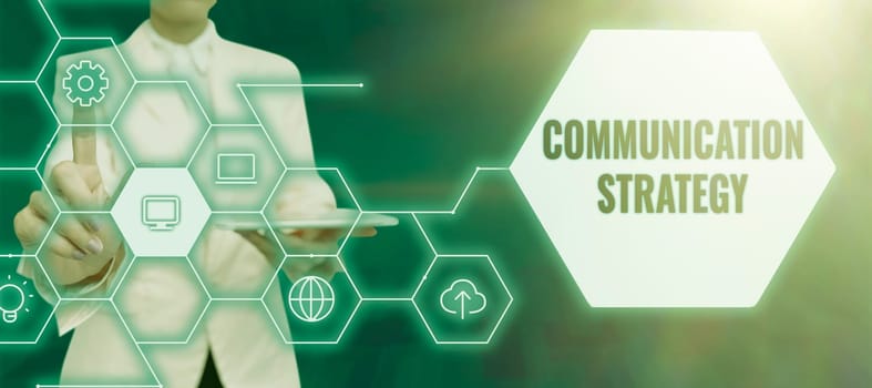 Conceptual display Communication Strategy, Business showcase Verbal Nonverbal or Visual Plans of Goal and Method