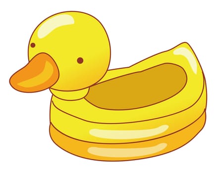 illustration drawing of a yellow duck toy isolate in a white background