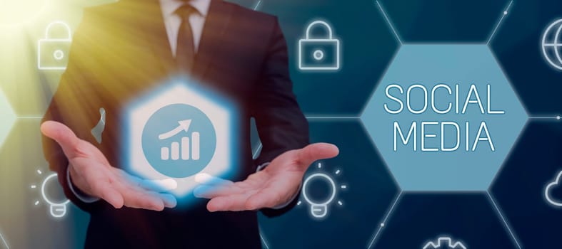 Inspiration showing sign Social Media, Internet Concept Online communication channel Networking Microblogging