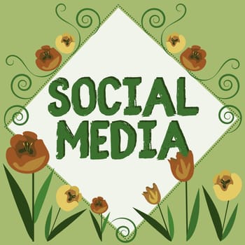 Conceptual caption Social Media, Concept meaning Online communication channel Networking Microblogging