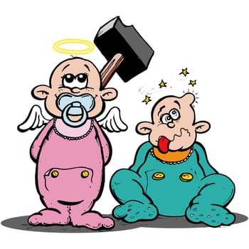 Funny babys having fun together