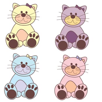 Vector clipart of colorful cats decorated with bow