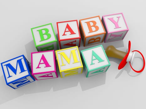 Cubes forming the words Mama and Baby