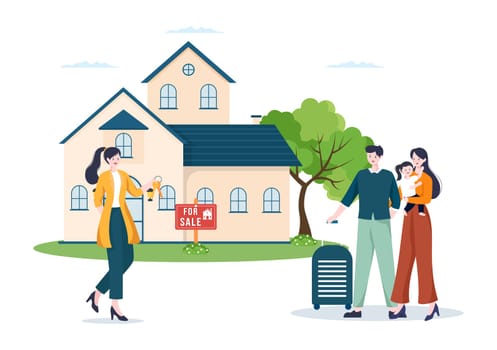 Land Broker Template Hand Drawn Cartoon Flat Illustration with Bridging Investors or Buyers and Sellers Agent for Buy, Rent and Sell Property