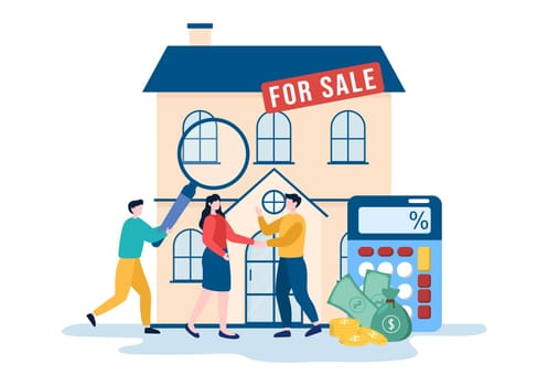 Land Broker Template Hand Drawn Cartoon Flat Illustration with Bridging Investors or Buyers and Sellers Agent for Buy, Rent and Sell Property
