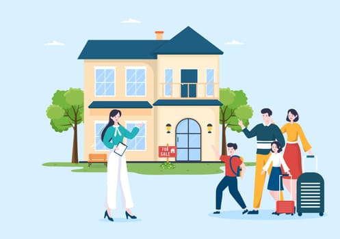 Land Broker Template Hand Drawn Cartoon Flat Illustration with Bridging Investors or Buyers and Sellers Agent for Buy, Rent and Sell Property