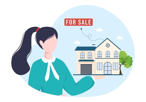 Land Broker Template Hand Drawn Cartoon Flat Illustration with Bridging Investors or Buyers and Sellers Agent for Buy, Rent and Sell Property