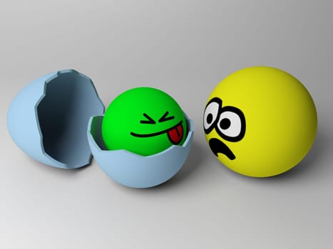 3d render of two people. Birth concept.