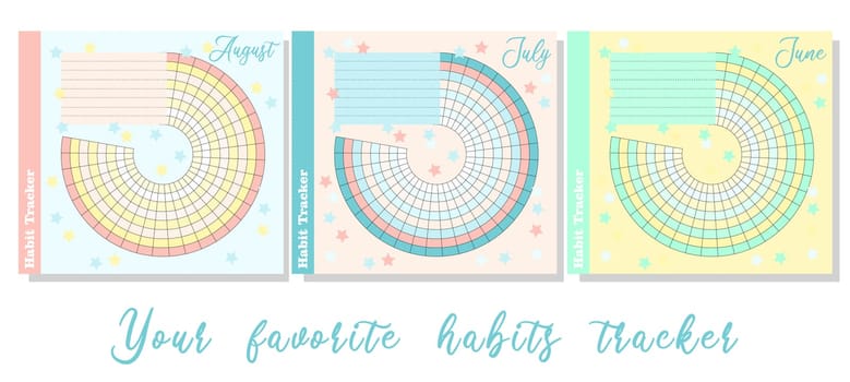 Habit tracker is empty. Bullet magazine template. Monthly planner. Vector illustration. Organizer for printing, diary, planner for important purposes.Bullet jurnal