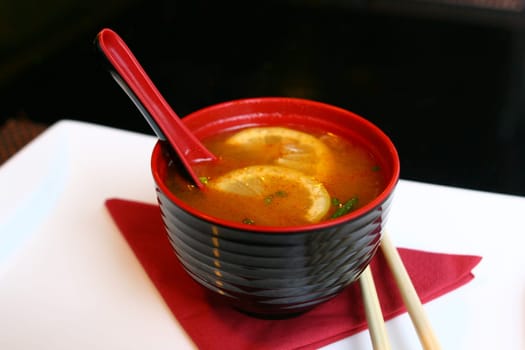 bowl of asian soup miso