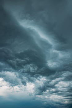Stormy Sky Before Rain Thunderstorm. Storm Cloudy Sky Background.