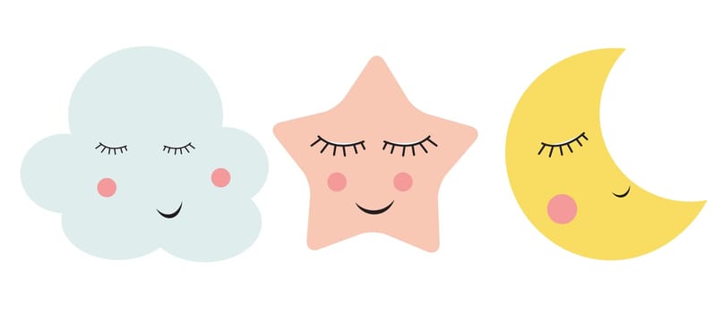 Cute Cloud, Star and Moon  Vector Illustration EPS10