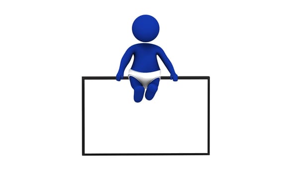 Figure in action 3d generated on a white background