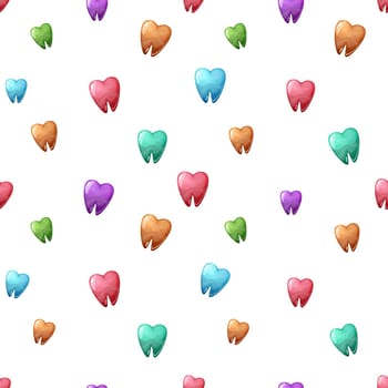 Color cartoon tooth seamless pattern. Vector eps 10