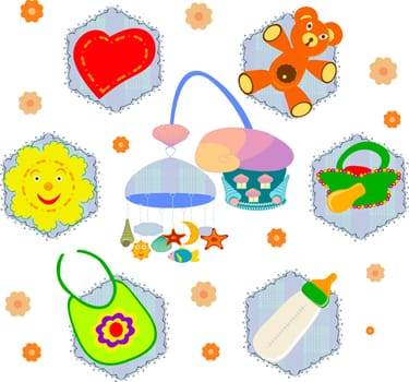 A set of baby boy icons.