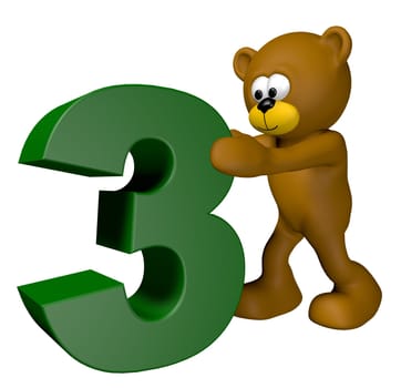 teddy pushes number three - 3d illustration