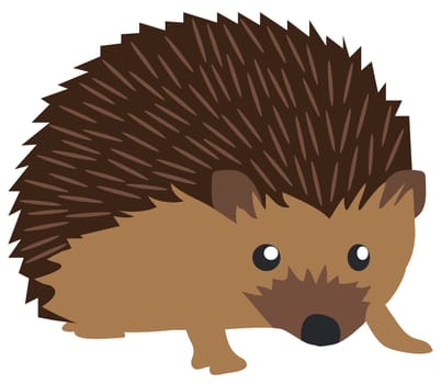 vector illustration of a cute hedgehog isolated on white background